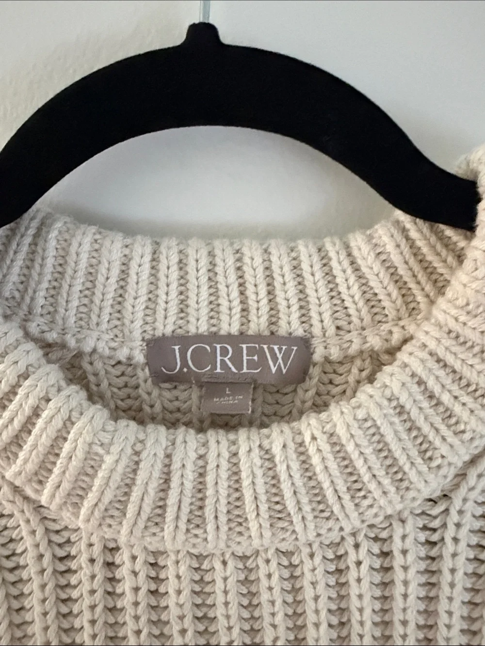 J. Crew Off-White Chunky Ribbed Crewneck Sweater